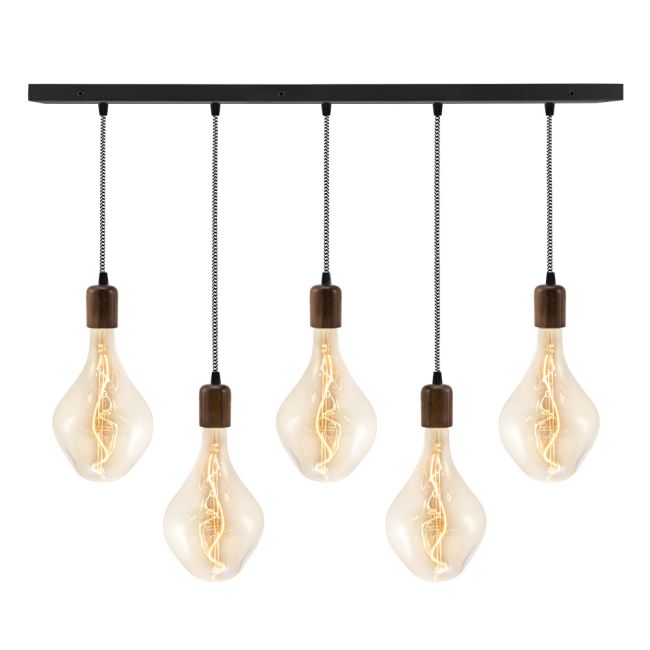 Downtown Minimalist Wooden Socket 5-Light Pendant
