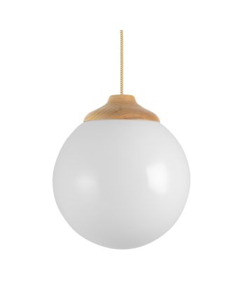 Glass Ball LED Wooden Top Cord Pendant Light