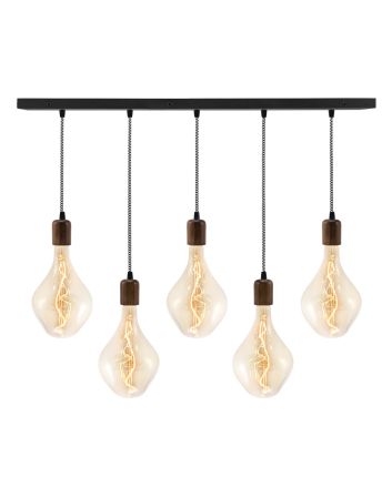 Downtown Minimalist Wooden Socket 5-Light Pendant