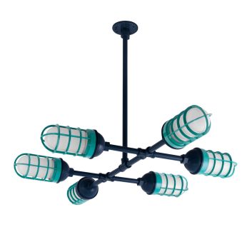 Factory Overhead LED 6-Light Chandelier