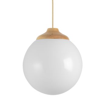 Glass Ball LED Wooden Top Cord Pendant Light