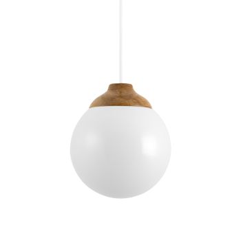 Glass Ball LED Wooden Top Cord Pendant Light