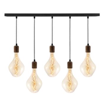 Downtown Minimalist Wooden Socket 5-Light Pendant